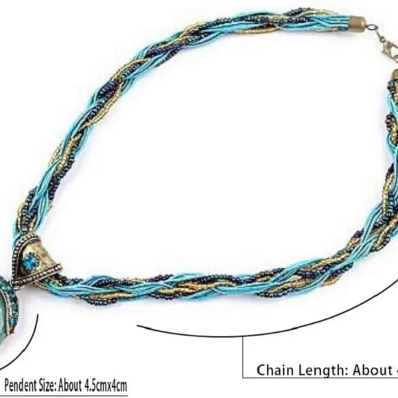 Women Lady Handmade Retro Vintage Bohemian Style Necklace - Picture 5 of 7